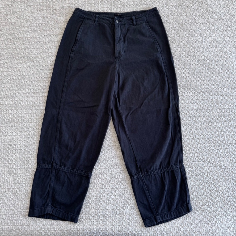 Quince Organic Cotton Stretch Barrel Leg Chino Pants Washed Black Size 14